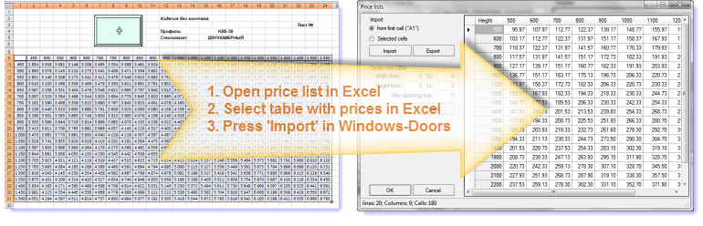 import price-list from Excel