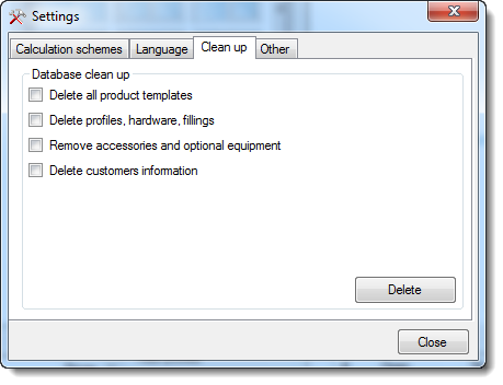Widows-Doors Configurator: cleaning the database